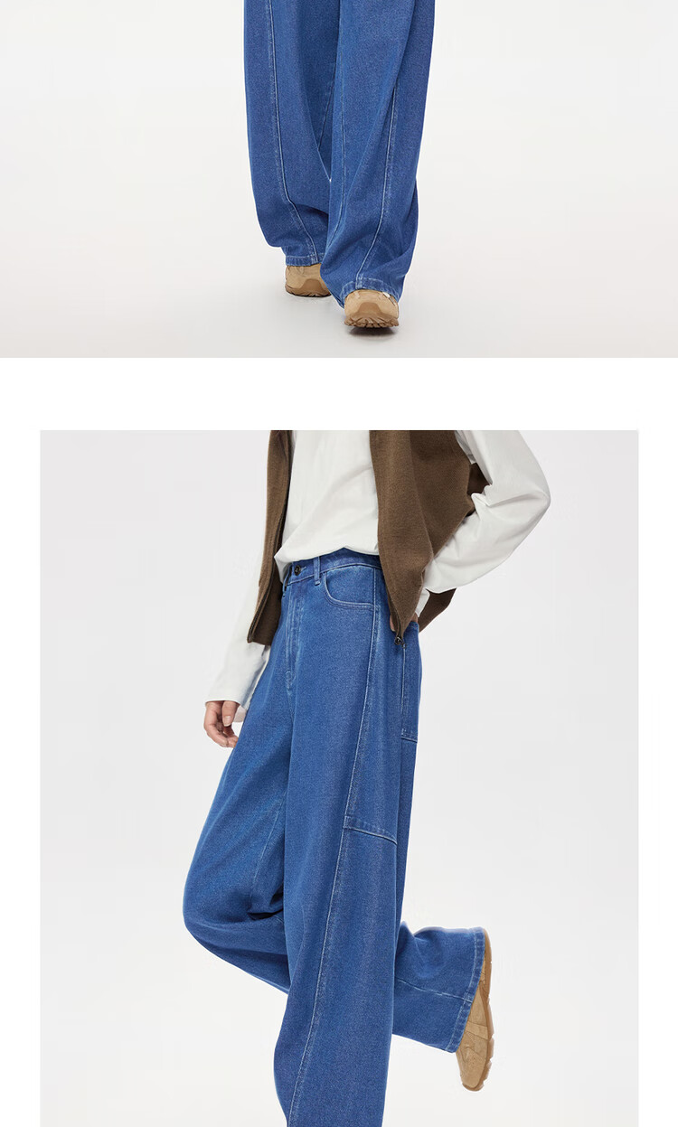 Giordano Women's Relaxed Wide-Leg Heavy Washed High-Waist Denim Banana Pants 05415682 13