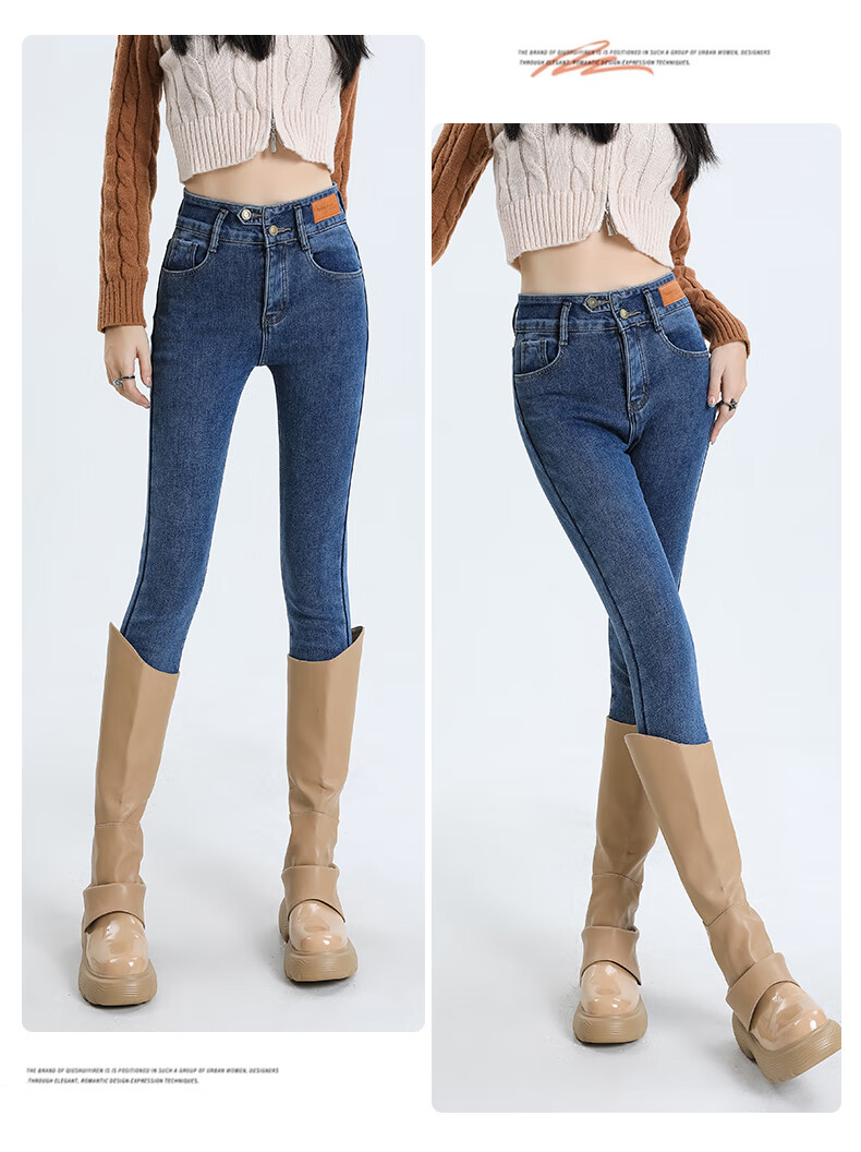 Romon High Waist Slim Fit Women's Summer Skinny Stretch Black Denim Pencil Pants Size 31 18