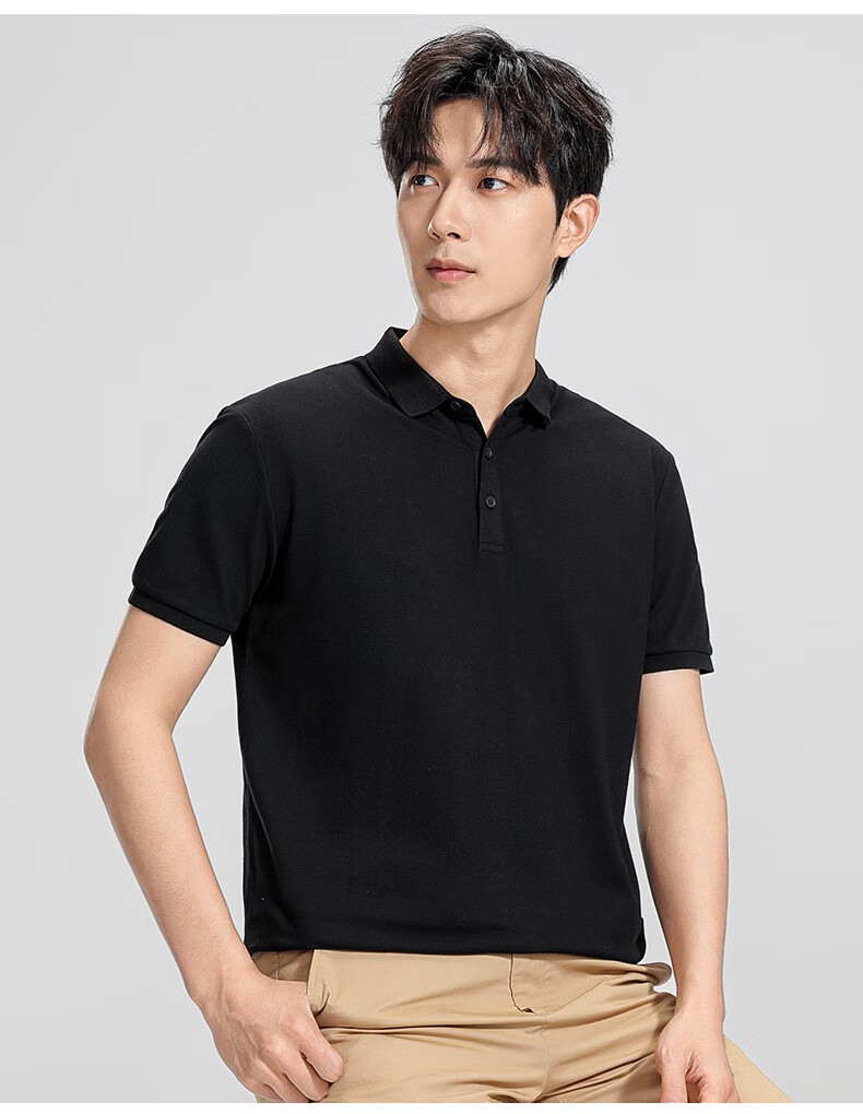 Romon [Cotton Stretch Breathable] Men's Summer Casual Polo Shirt Black XL 8