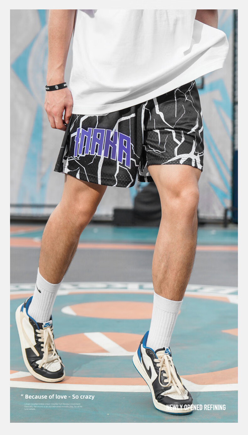 BKCXZICE SMVP Lightning Print American Retro Basketball Shorts, Quick-Drying Breathable Mesh Running Sports Fitness Pants Beach Shorts 27