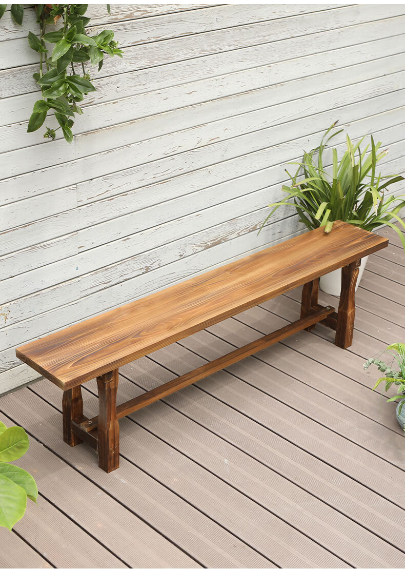 卡庭森(katingsen) 全实木户外椅长条凳长方形靠墙防腐木板凳茶桌木头