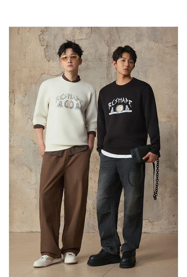 CABBEEN 320G Comfortable Air Layer Sweatshirt with Fortune Stone Lion and Logo Design Autumn Long Sleeve Sweatshirt 4