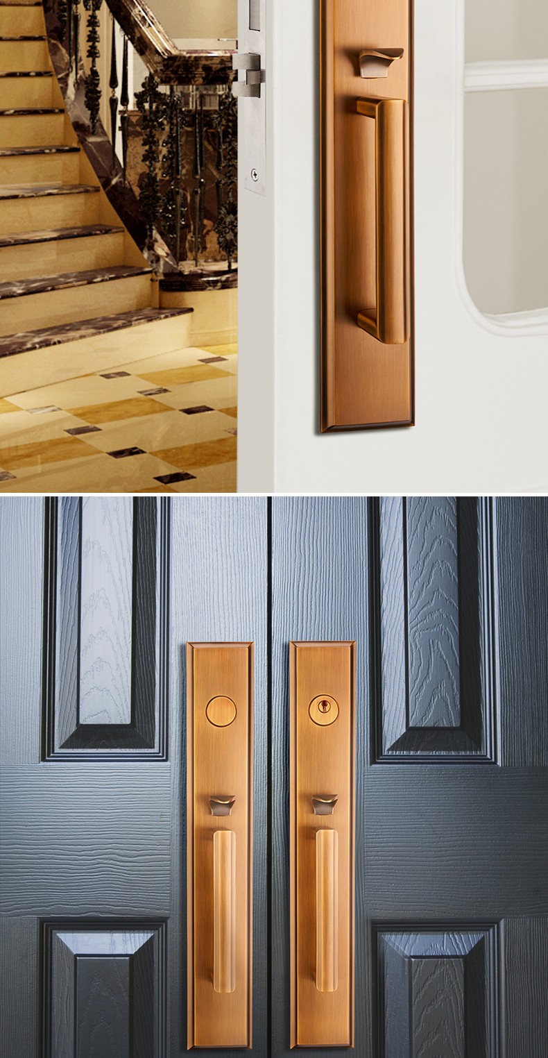 德国kabo双开门大门锁黑色别墅对开门锁北欧简约子母门入户大门锁黄