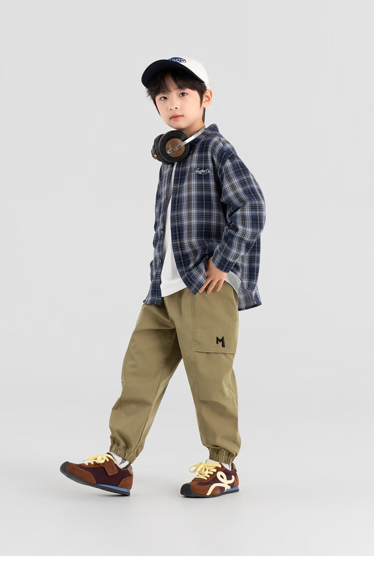 Duoduo Home [Salt Style Literary] Boys' Shirt 2026 Spring Autumn Stylish Fresh Blue Plaid Long Sleeve Pure Cotton Top 14