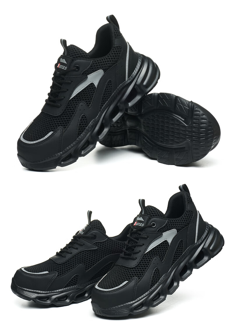 SONTAS Men's Safety Shoes Anti-Smash Anti-Puncture Summer Breathable Steel Plate Steel Toe Ultra-Light Work Construction Insulated Lightweight Black All-Season [Anti-Smash Anti-Puncture] Size 39 22
