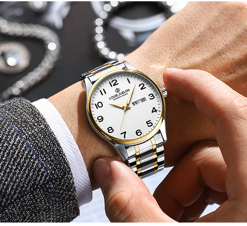 GEORGCOUNT Men's Watch Large Number Waterproof Luminous Quartz Watch for Middle-aged and Elderly Dad and Mom Women 15