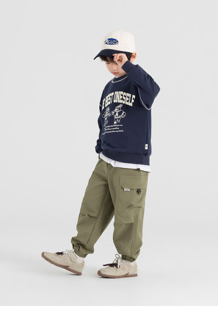 Duoduojia Boys' Casual Sports Sweatshirt, Spring And Autumn 2026 Style, Loose-Fitting Top, Comfortable Autumn Wear, Fashionable Children's Base Layer Pullover 12