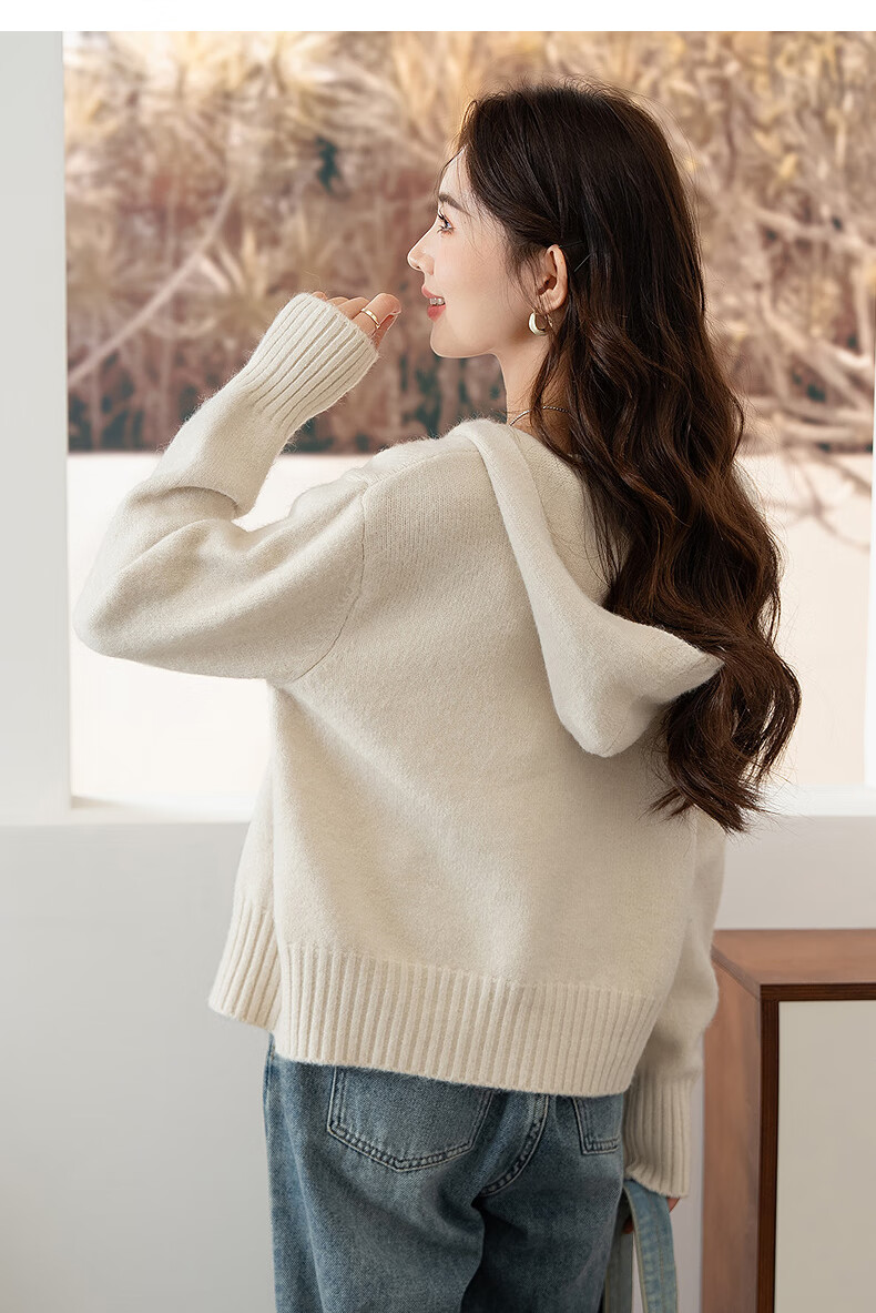 TonLion 2025 Autumn Women's Versatile Double-Head Zipper Hooded Cardigan 7