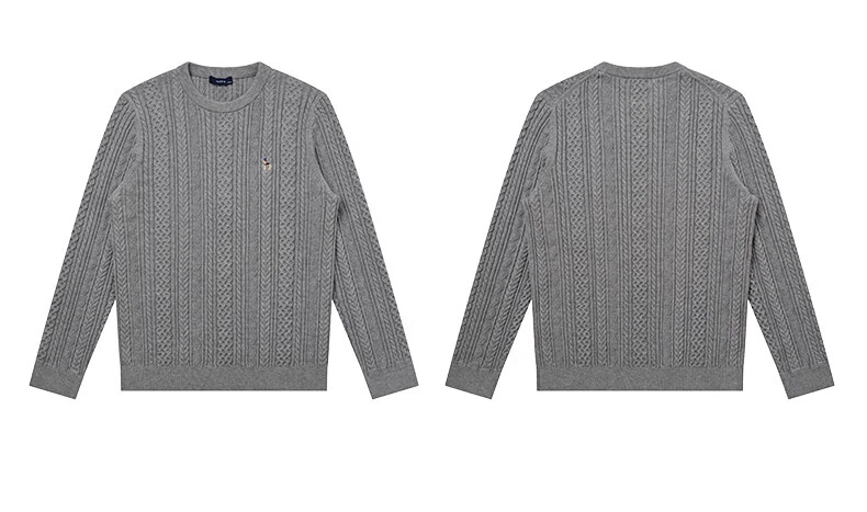 HAZZYS Men's Autumn Winter Casual Cable Knit Crew Neck Cotton/Wool Blend Sweater ABYZD0CCX30 4