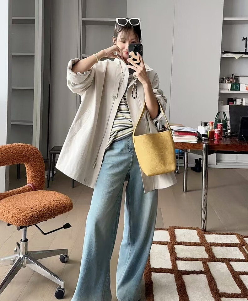 MEIYANG Drawstring Pants No. 2 Denim Straight-Leg with Stretch in Four Directions [60 Series], Blue-Green, 2XL 10