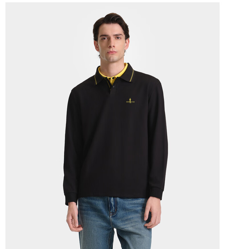 Biyinlefen Plaid Texture 2025 Autumn New Casual Versatile Commuter Men's Long Sleeve Polo Shirt 3
