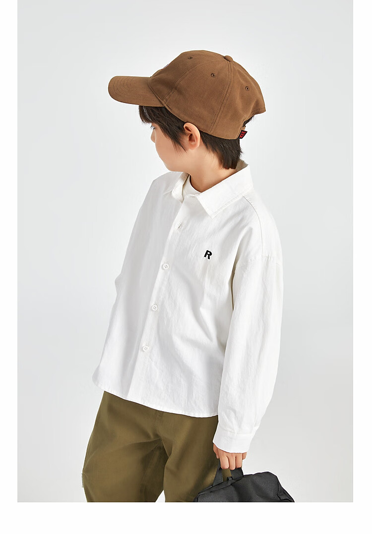 Duoduojia Boys' Shirt, Spring And Autumn 2026 Style, Versatile Casual Children's Breathable Long-Sleeve Shirt, Simple Korean-Style Blouse for Older Kids 27