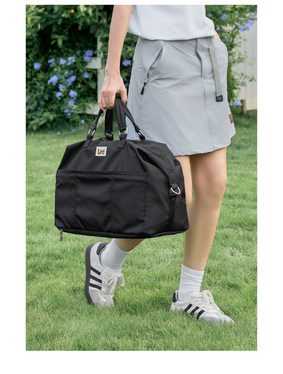 Lee Travel Bag, Women's Short-Trip Business Trip Luggage Bag, Large Capacity Handheld Sports Fitness Bag, Sea Salt Gray 20