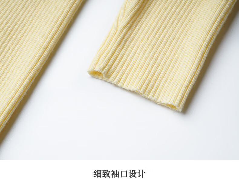 Oulain Commuter Collar Knit Pullover Sweater for Women, Autumn New Style, Versatile Slimming Top, Yellow, XL 14