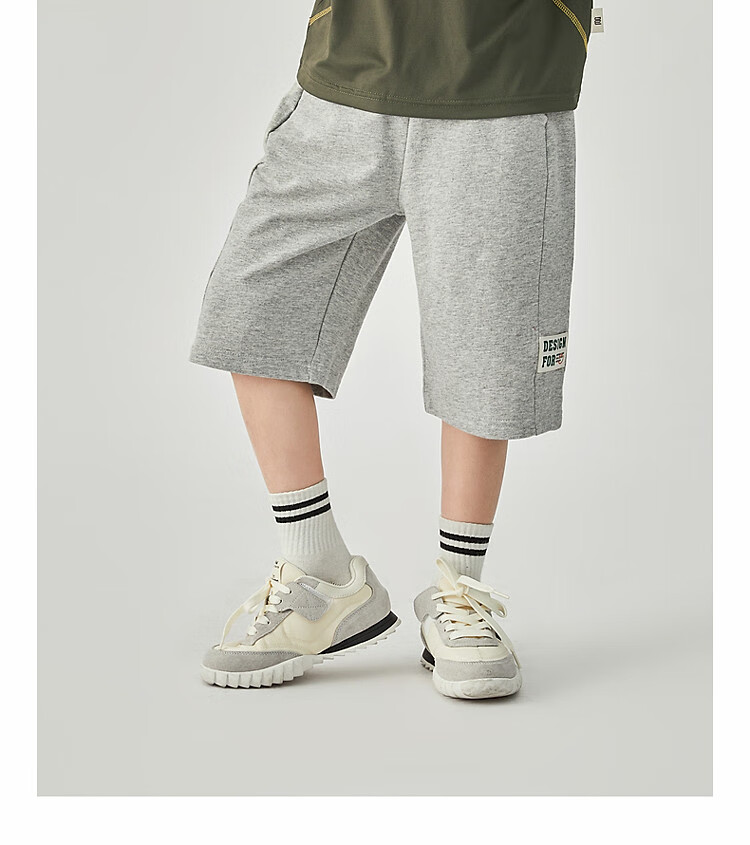 Duoduojia Boys' Sports Shorts, Summer 2026, for Older Children, Moisture-Wicking And Breathable, Pure Cotton Mid-Length Shorts, Children's Loose Six-Point Knit Pants 7