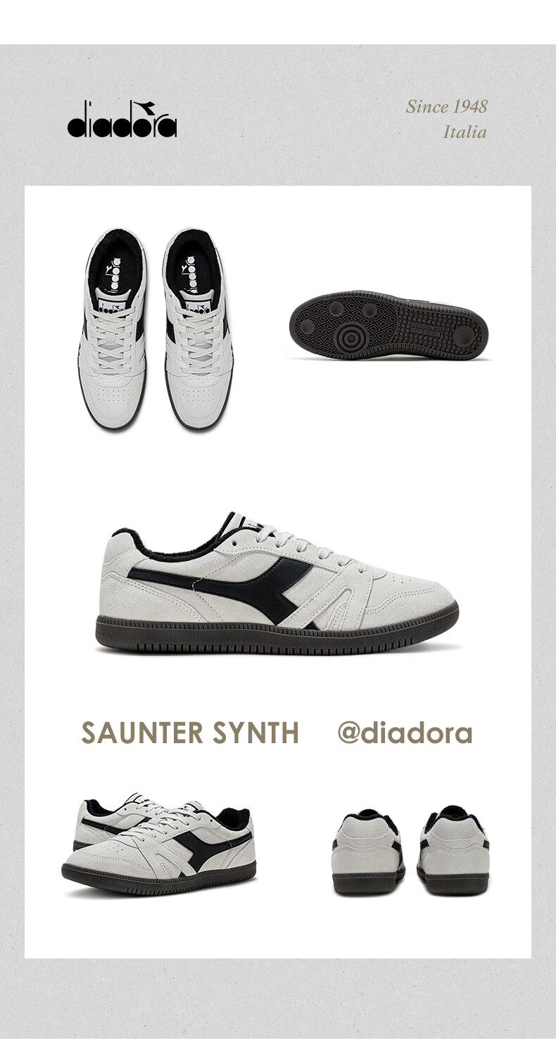 Diadora Men's And Women's Casual Shoes SAUNTER Synth White/black, Recommend Ordering Half Size Up, 40.5 16