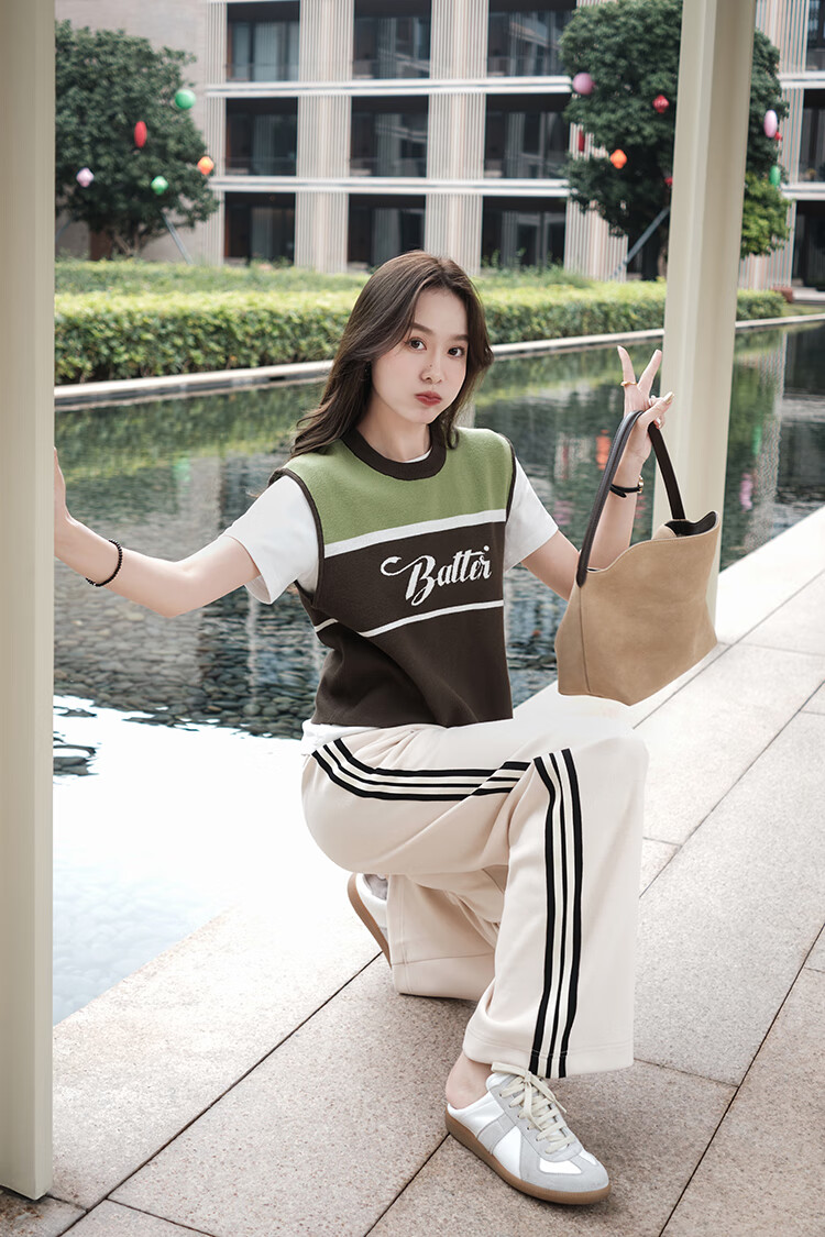 MEIYANG Raw Cheese Casual Pants, Exceptional Skin Feel Air Striped Straight-Leg, Beige Extended Version, S 18