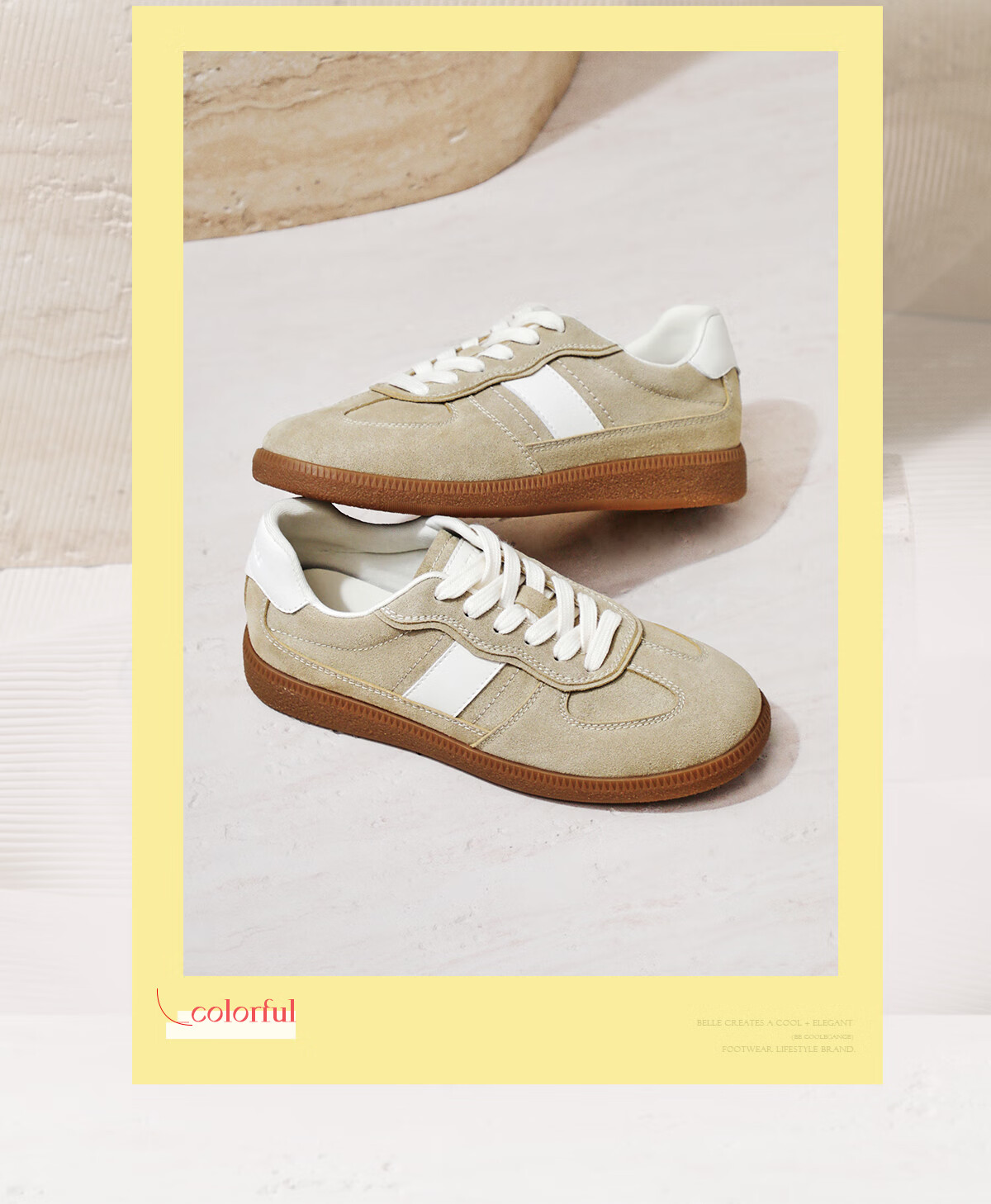 Belle Women's Shoes, Retro Forrest Gump Shoes, Training Shoes, Spring Simple Comfortable Versatile Casual Sneakers, B2685CM5, Apricot Color, Size 38 7