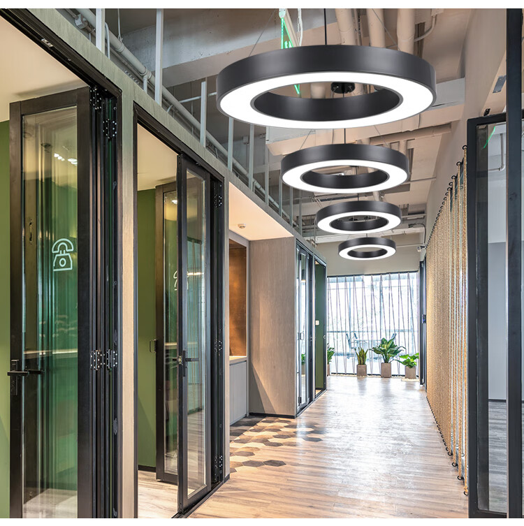 led圆形吊灯环灯工业风商场办公室造型灯实心圆商用吊线灯 c实心45m