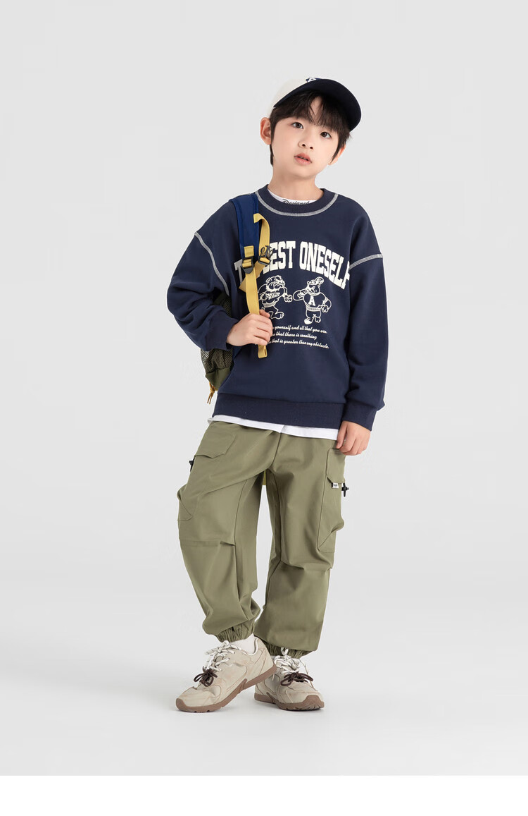 Duoduojia Boys' Casual Sports Sweatshirt, Spring And Autumn 2026 Style, Loose-Fitting Top, Comfortable Autumn Wear, Fashionable Children's Base Layer Pullover 11