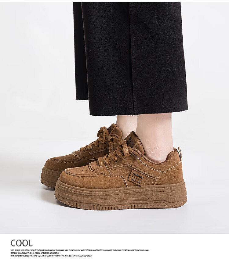HUANQIU Short Student Lazy Soft-Soled Lightweight Retro Versatile 2026 Spring New Maillard Breathable Sneakers 11