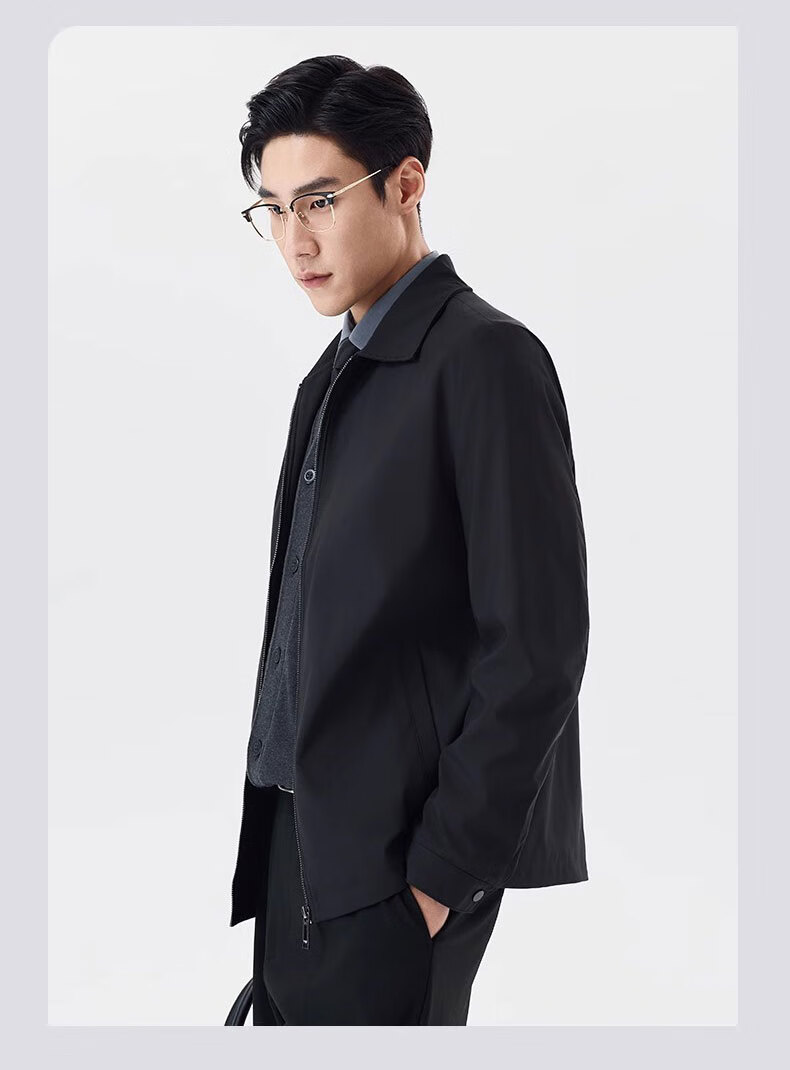 Woodpecker [Wear-Resistant and Water-Repellent] Men's Summer Jacket, Middle-Aged Dad Style, Casual Lapel Jacket, Black XL 14