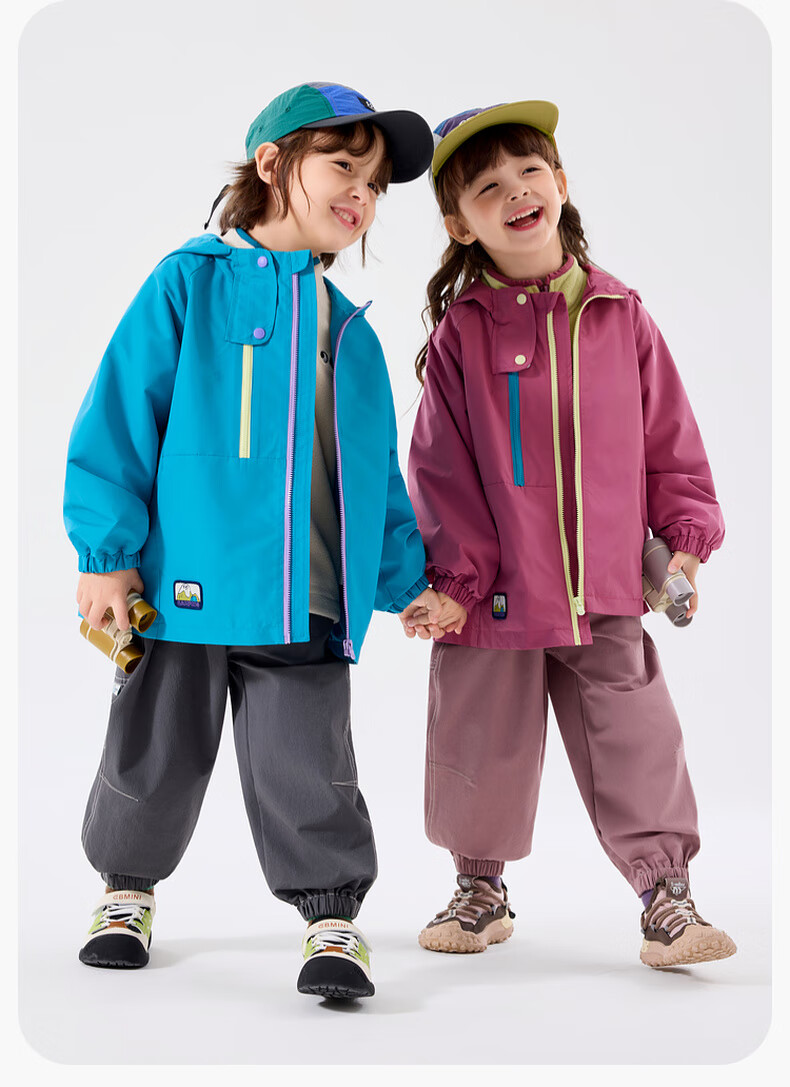 Dudu Kids [Three-Proof Softshell] Baby Three-Way Wear Autumn Boys' Outdoor Jacket Autumn Girls' Top Children's Fashion Pink 100 16