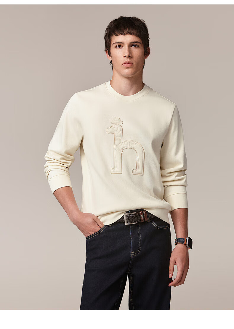 HAZZYS Men's Long-Sleeve Clothing, Casual Men's Top, Round Neck Sweatshirt for Men, ABTZE0CCF02, Camel Color, Size M 9