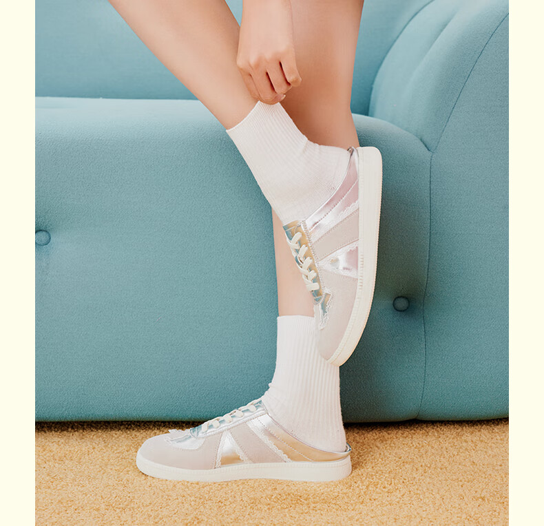 TOOMANYSHOES Couple's Style Men's And Women's Shoes Flat Casual Sports White Sneakers Skateboard Shoes Training Shoes Virtual Lovers Silver 36 23
