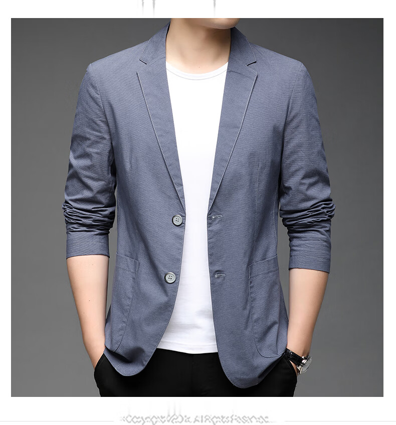 ROMON Men's Casual Blazer Regular Fit Spring Autumn Youth Korean Style Solid Color Suit Jacket 13