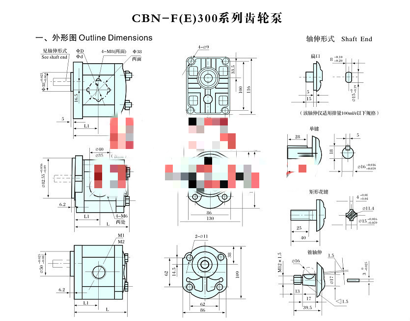 拖拉机升降台液压齿轮油泵cbn-f304/f306/f310/f316 cbn-f306左转花键