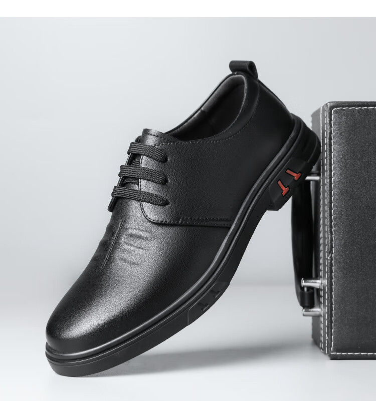 CARTELO Men's Casual Leather Shoes, Soft Sole And Upper, Breathable, Versatile Business Low-Top Leather Shoes for Men, Style 9981, Black, Size 39 4