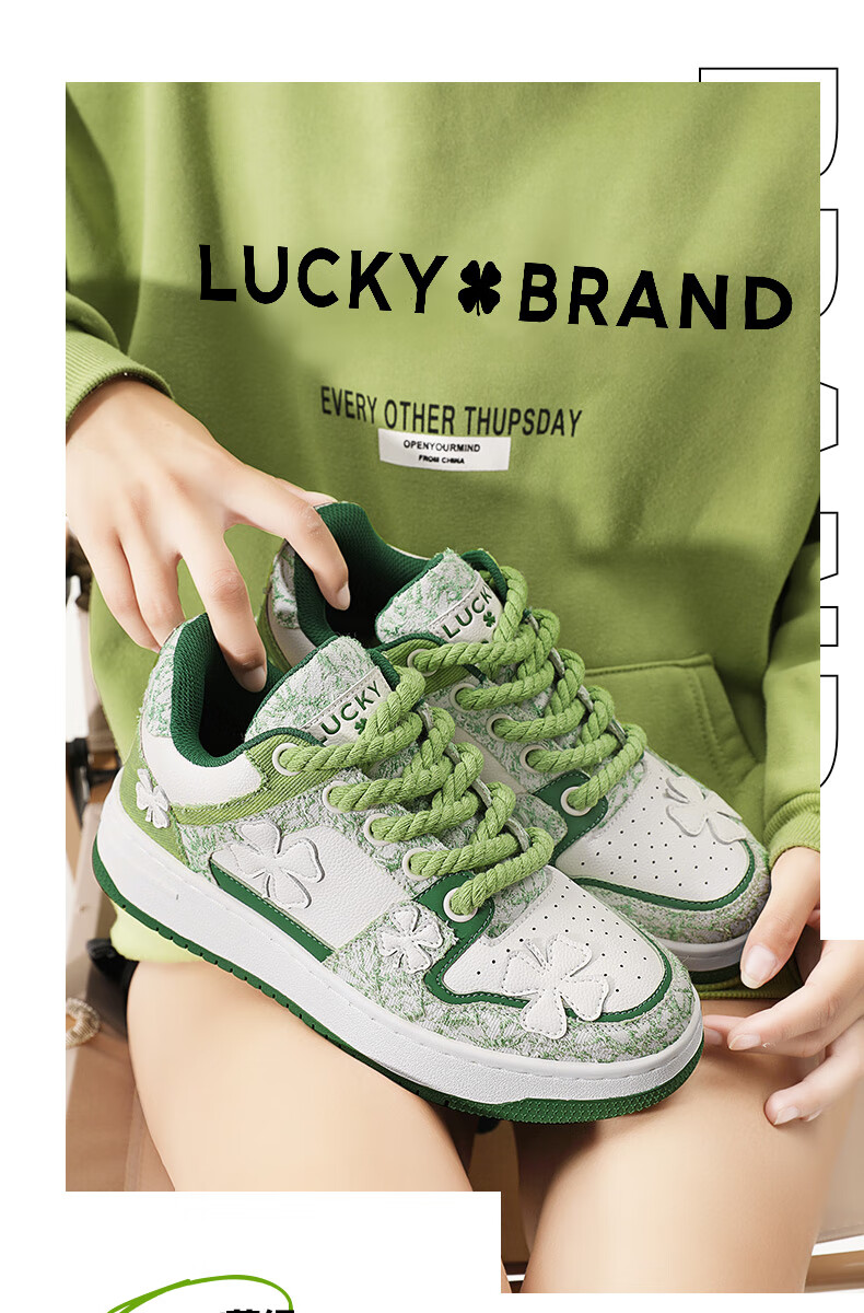 LUCKY BRAND Sneakers, Women's Shoes, Couple Style, Four-Leaf Clover American Outdoor Breathable Men's Casual Shoes LY0003, White And Blue, Size 36 11