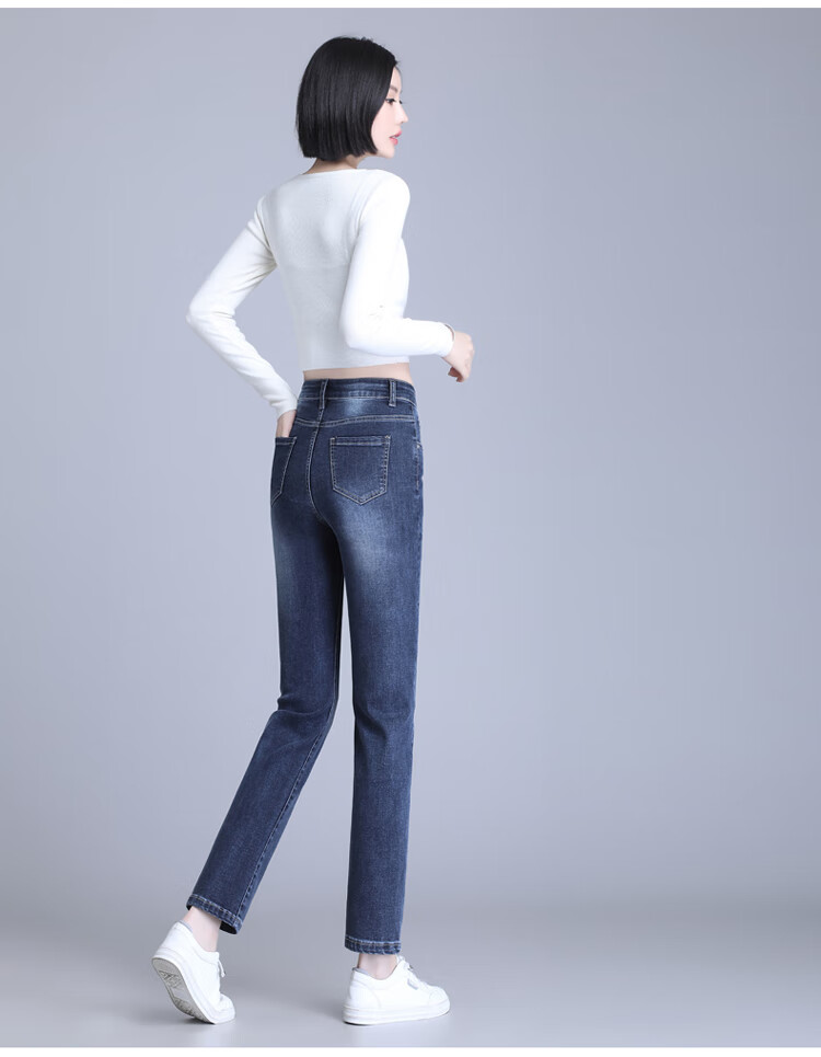 Romon Slimming Cigarette Pants Women's Summer High-Waist Stretch Casual Straight-Leg Cropped Jeans Blue Gray Size 33 7