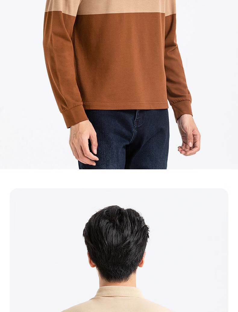 Langdun Long Staple Cotton Spring New Men's Long Sleeve Striped Polo Shirt Business Top 14