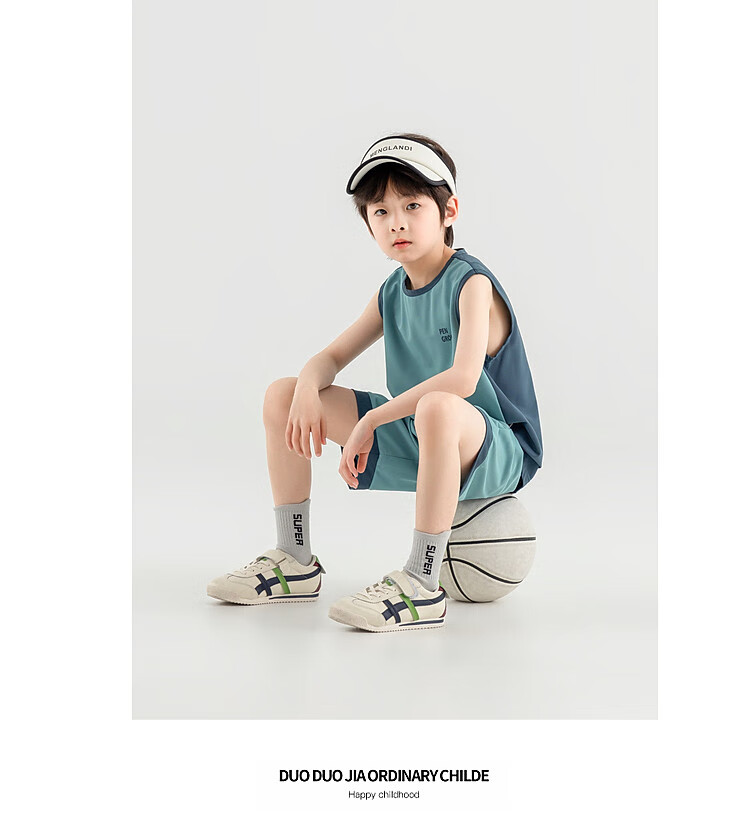 Duoduojia [Smooth And Skin-Friendly] Boys' Running Sports Set, Summer Fitness Training Children's Vest Shorts, Breathable Two-Piece 7