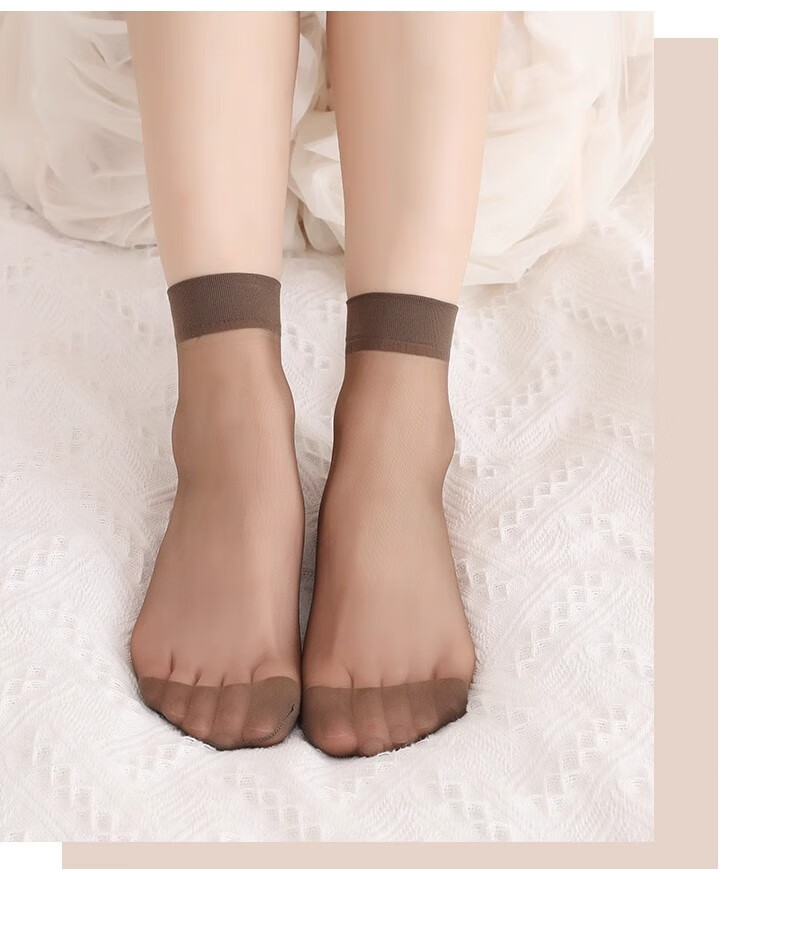 Bingxue Kapok Women's Spring Summer Thin Invisible Breathable Mid-Calf Socks Durable Anti-Snag Crystal Silk Sheer Smooth Socks 6