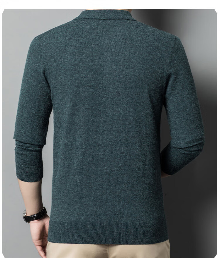 Hengyuanxiang Men's Polo Shirt with Wool, Spring and Autumn Thin Knit Base Sweater, Middle-aged, Camel Color, 4XL 22