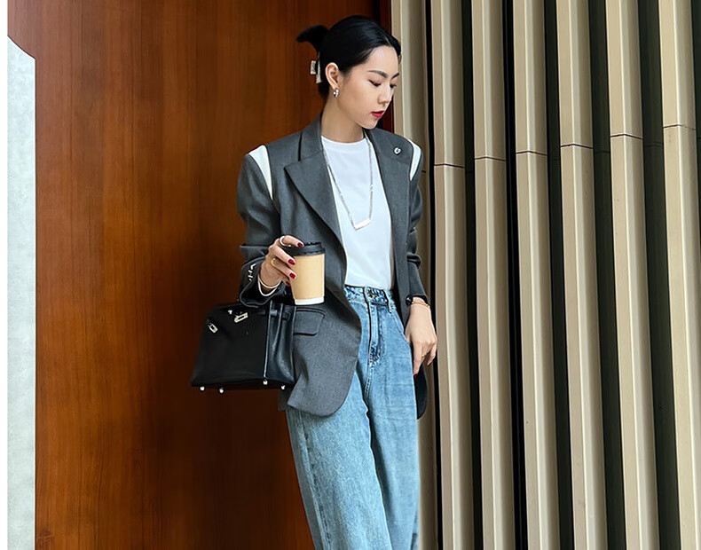 MEIYANG Spring Festival Denim Jeans, High-Waisted Straight Wide-Leg Floor-Length Pants [60 Series in Stock], Washed Blue, XL 15