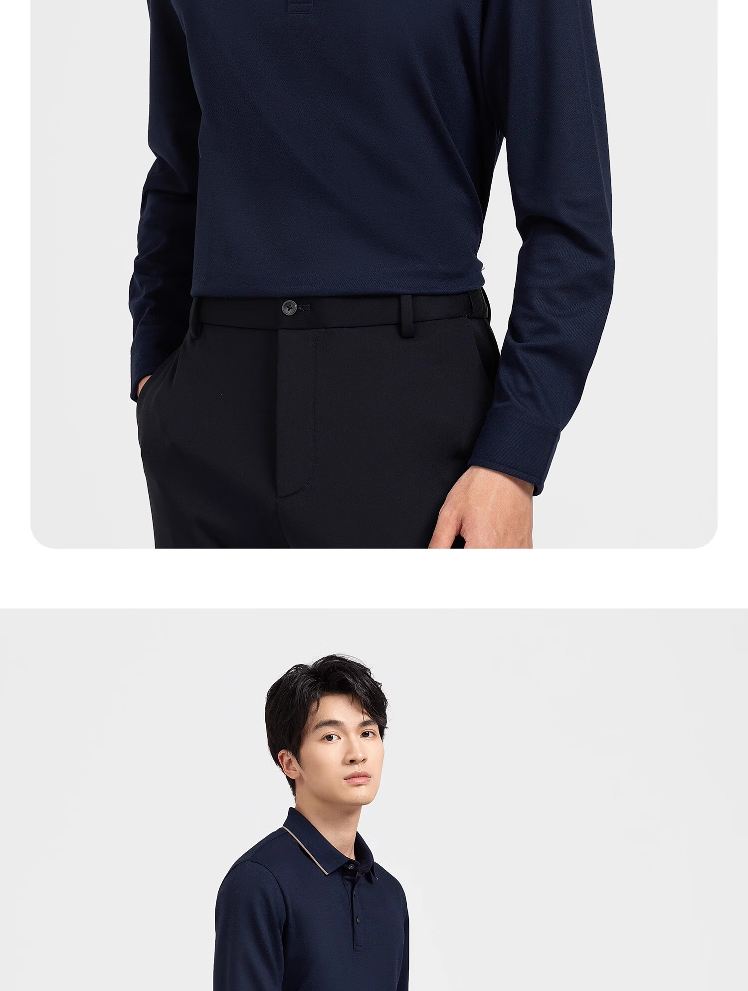 Langdun [Wool Blend] Long Sleeve Polo Shirt Men 2025 Spring Autumn Soft Comfortable Business Casual 19