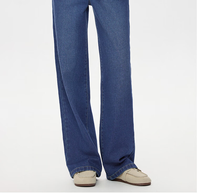 Giordano Vintage Straight-Leg Jeans for Women, Heavy Washed Cat Whisker Jeans, High-Waisted Denim Women's Pants 05415693 14