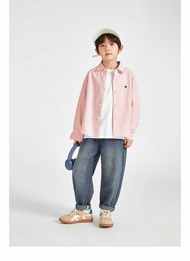 Duoduojia Boys' Shirt, Spring And Autumn 2026 Style, Versatile Casual Children's Breathable Long-Sleeve Shirt, Simple Korean-Style Blouse for Older Kids 19