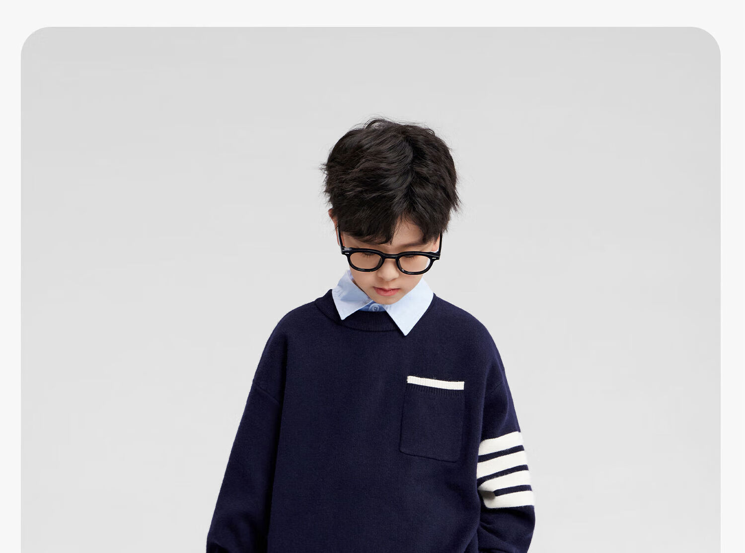 Zuo Xi Boys Sweater Autumn Winter Children's College Style Knitwear 2025 New Big Kids Winter Clothes Gray 130 6