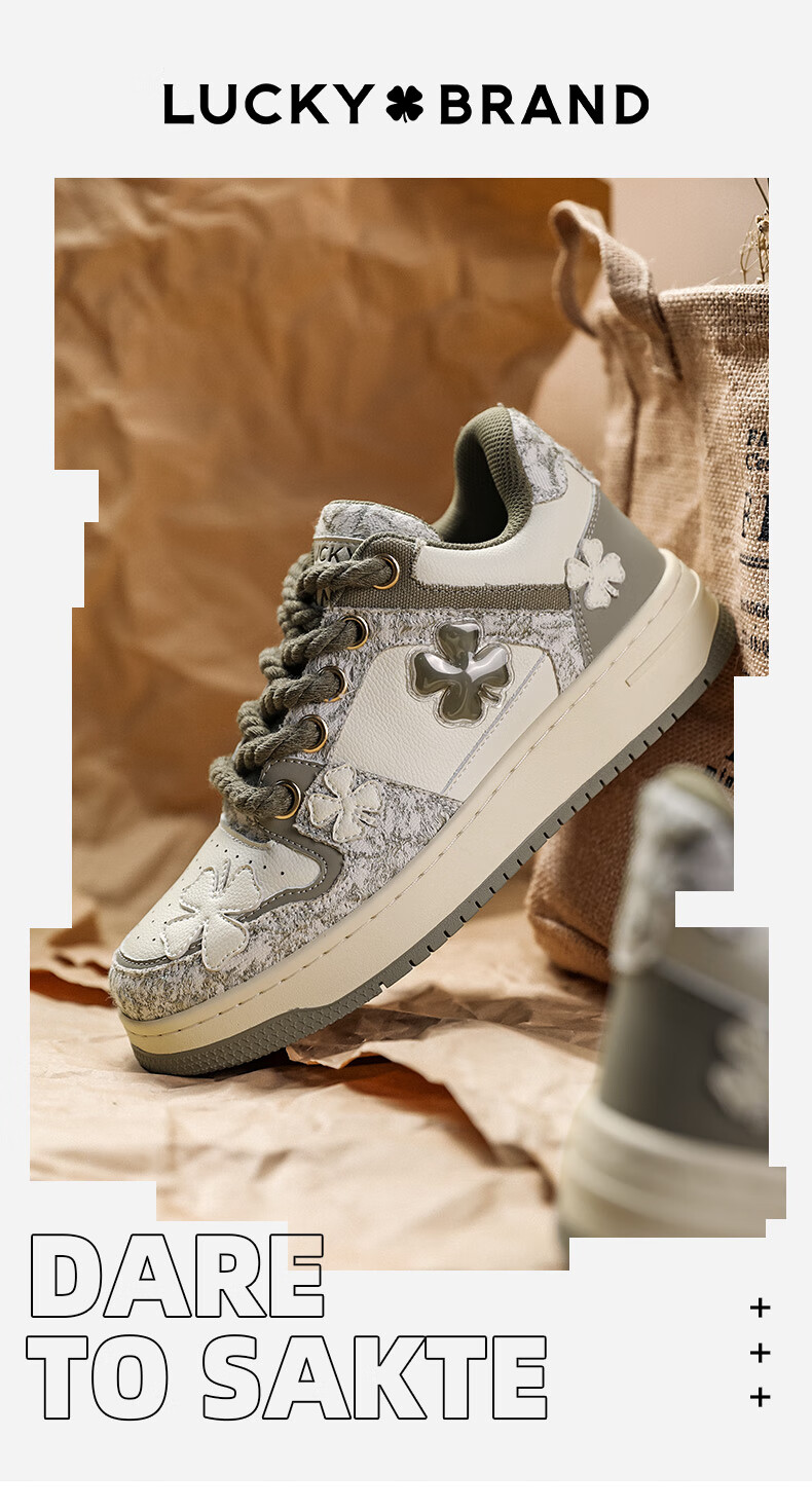 LUCKY BRAND Sneakers, Women's Shoes, Couple Style, Four-Leaf Clover American Outdoor Breathable Men's Casual Shoes LY0003, White And Blue, Size 36 14