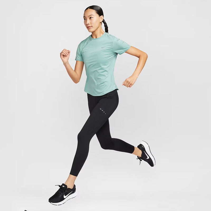 NIKE Women's Short-Sleeve T-Shirt, Knitted Collarless, Sporty Casual, Simple Versatile HM9699-133 White S 10