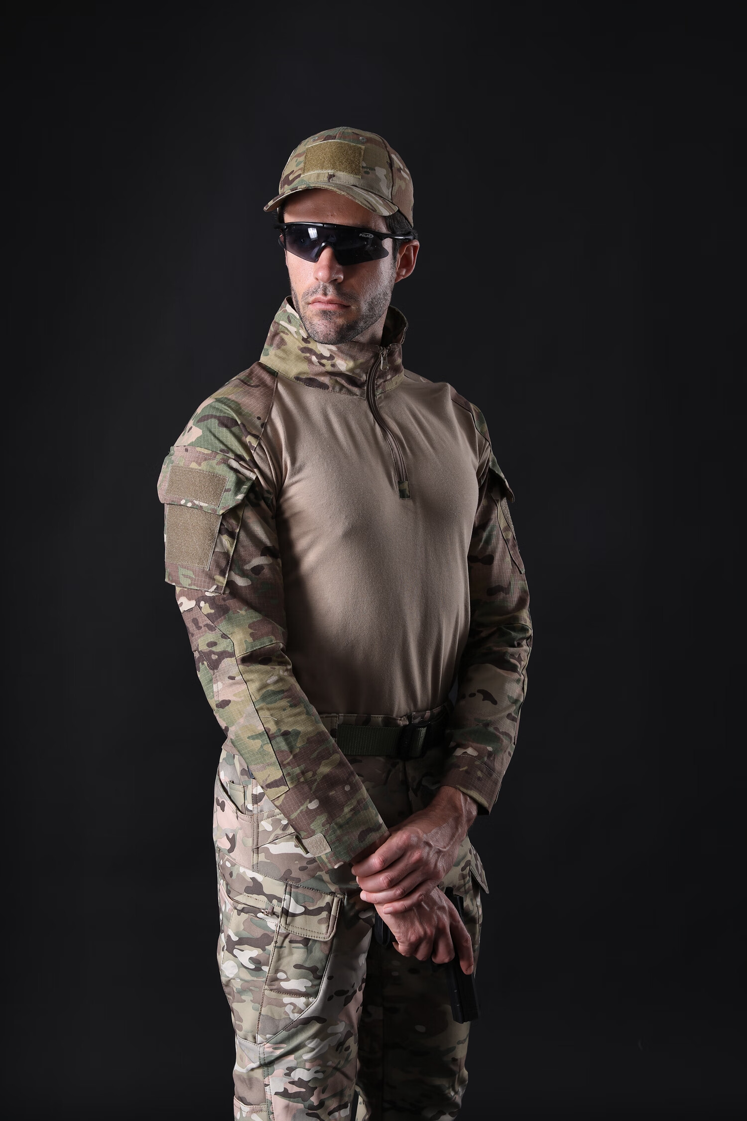 大漠汉子 户外长袖t恤男秋季战术蛙服上衣迷彩套服野外作战训练打底衣