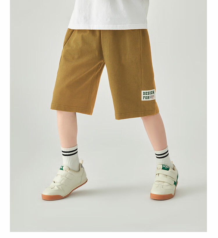 Duoduojia Boys' Sports Shorts, Summer 2026, for Older Children, Moisture-Wicking And Breathable, Pure Cotton Mid-Length Shorts, Children's Loose Six-Point Knit Pants 24