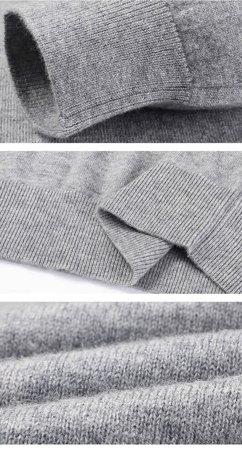 ROMON 100% Pure Wool Men's Classic Basic Thin V-Neck Sweater Autumn Winter Casual Knitwear Base Layer 19