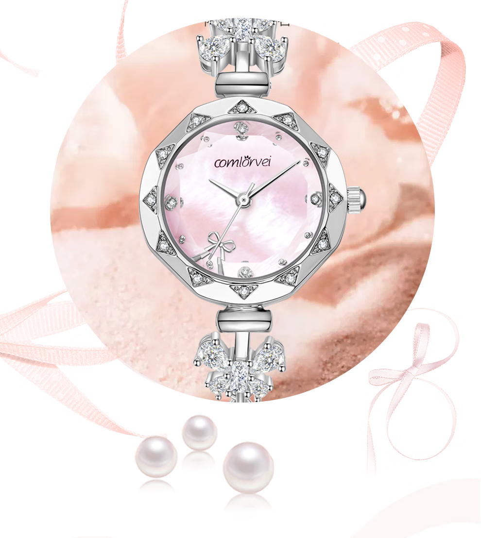 COMLORVEI Bowknot Diamond Bracelet Watch Women's British Style Waterproof Elegant Wristwatch Gift 695 3