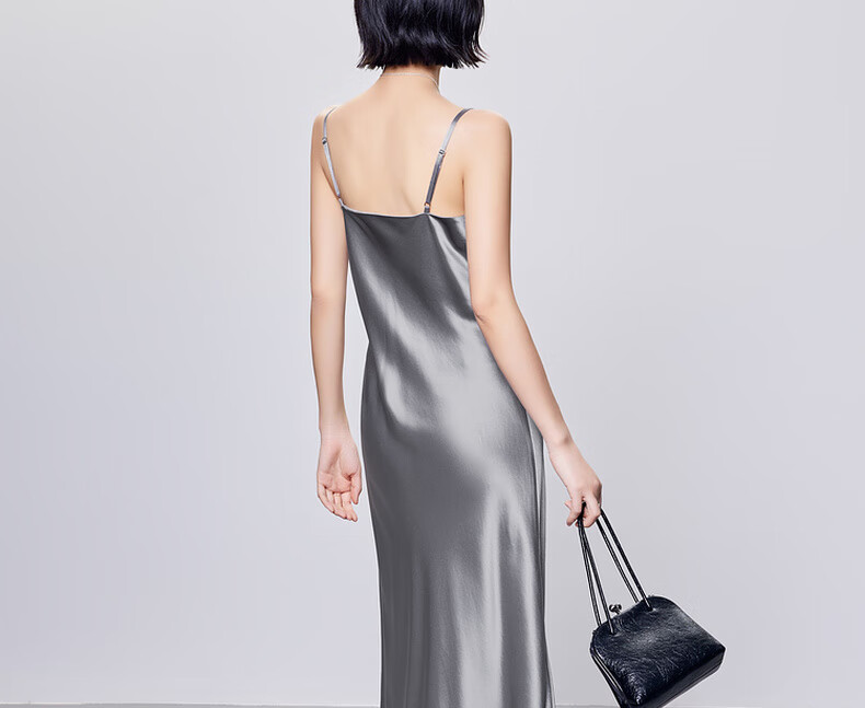 MEIYANG Waltz Dress, Elegant Beauty Acetate Spaghetti Strap Dress, Pearl Gray Extended Version, XL 23